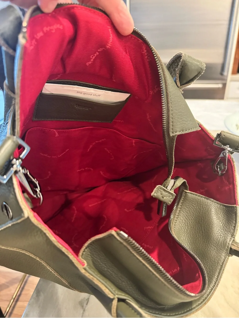 Hammitt Drew Olive Green Leather Tote